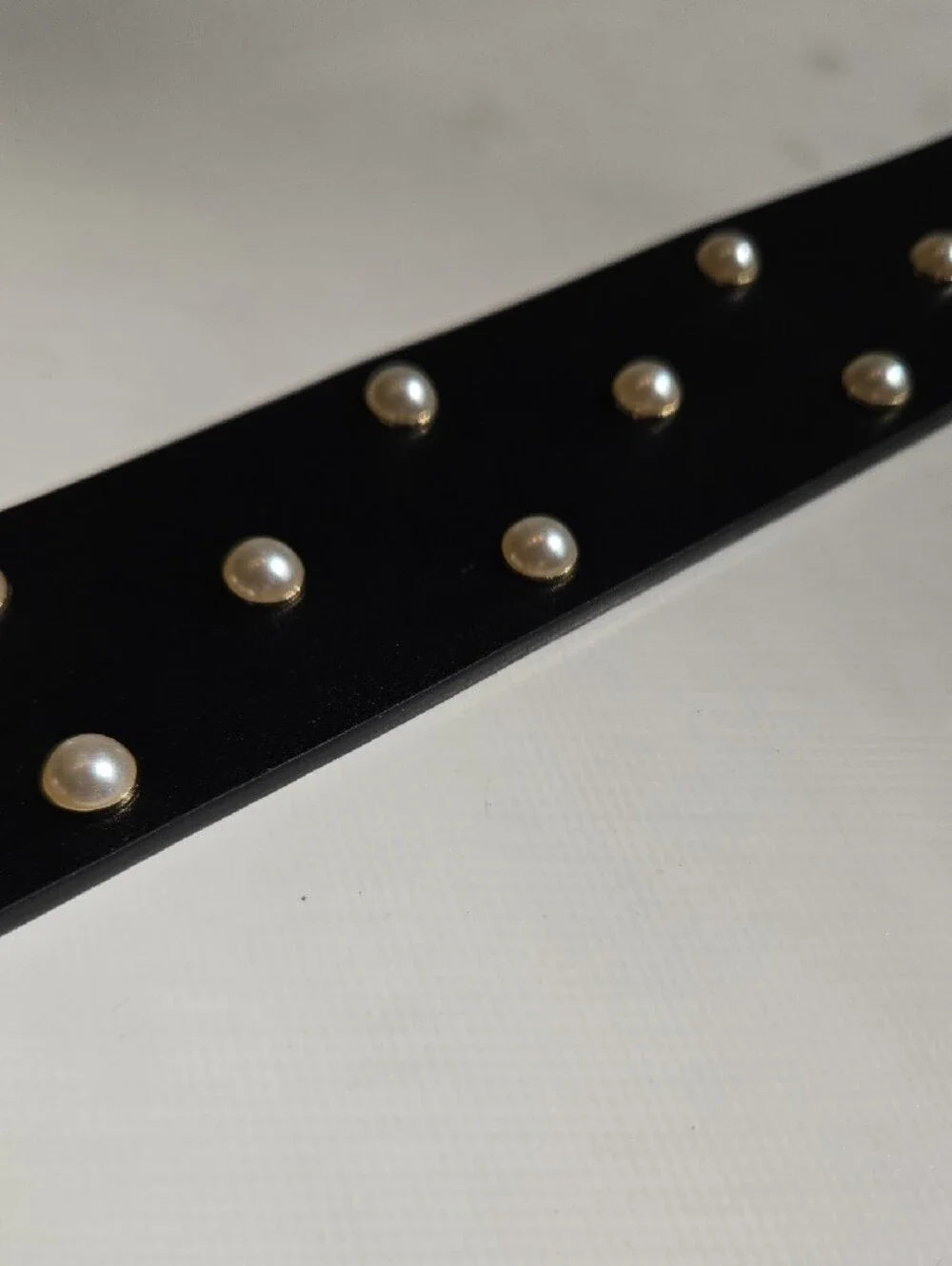 Kate Spade Pearl Studded Black Leather Belt